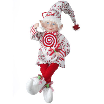 Candy Canes and Lollipop Bendable Elf Doll Shelf Sitter