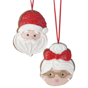 2pc Santa & Mrs Claus Cookie Ornaments Set