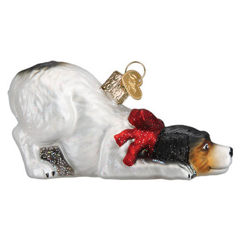 Norman Rockwell Signature Dog Glass Ornament Side
