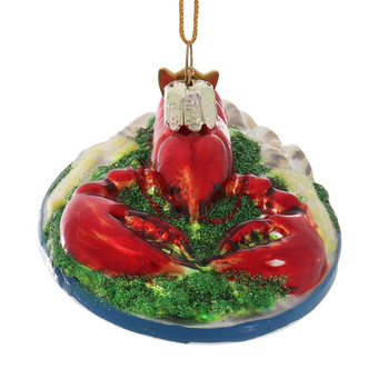 Lobster and Clams Platter Glass Ornament Top