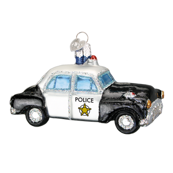 Police Car Glass Ornament