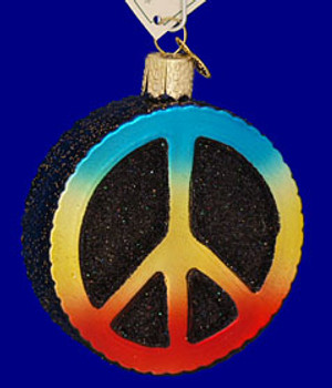 Peace Sign Old World Christmas Glass Ornament 36152