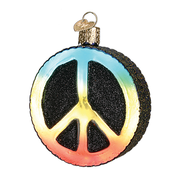 Peace Sign Glass Ornament