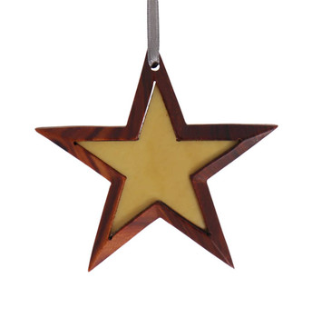 Star Intarsia Wood Ornament