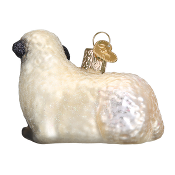 Sheep With Lamb Glass Ornament back