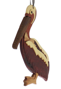 Pelican Intarsia Wood Ornament side