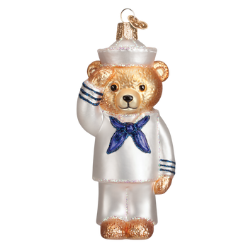 Bear Navy Glass Ornament