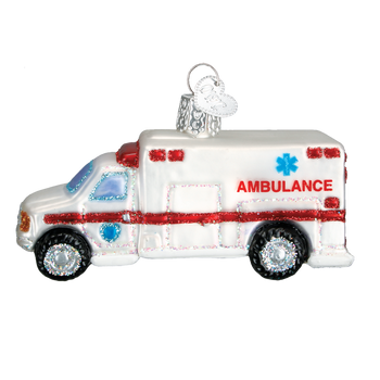 Ambulance Glass Ornament