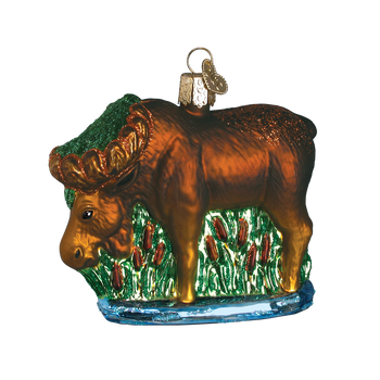 Munching Moose Glass Ornament