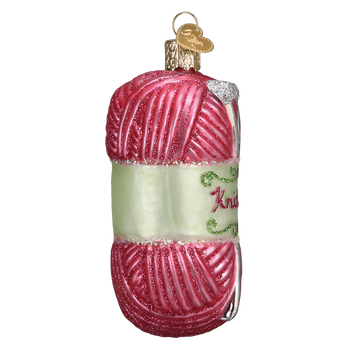 Knitting Yarn Glass Ornament Side