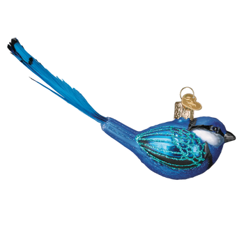 Fairy Wren Bird Hanging Glass Ornament