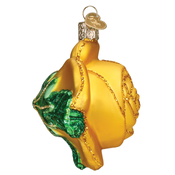 Yellow Rose Glass Ornament 36250 Old World Christmas side