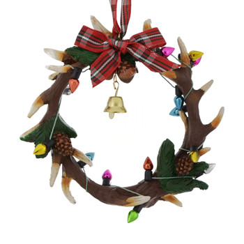 Holiday Antlers Ornaments Round Wreath