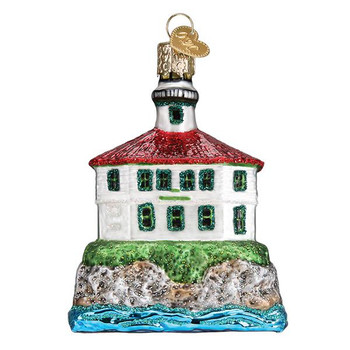 Eldred Rock Lighthouse Glass Ornament