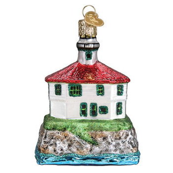 Eldred Rock Lighthouse Glass Ornament Back