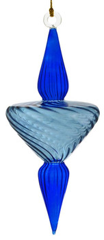 Organic Luster Top Center Mouth-blown Egyptian Glass Ornament - Blue