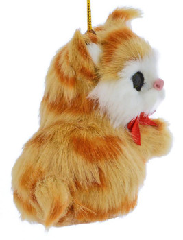 Orange Plush Kitten Ornament right side