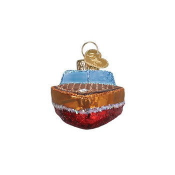 Wooden Boat Glass Ornament front