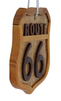 Route 66 Intarsia Wood Ornament side front