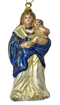 Cloisonne Madonna and Child Jesus Ornament
