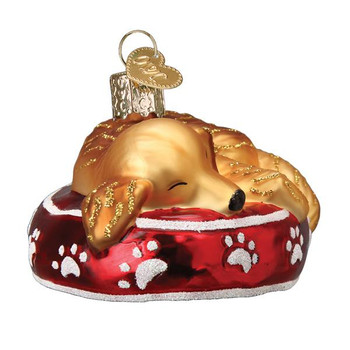Golden Retriever Sleepy Glass Ornament front