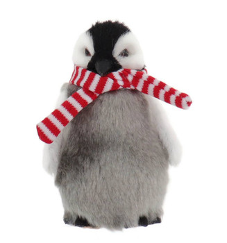 3 pc Striped Scarf Artic Fuzzy Penguin Large Ornaments SET Style A