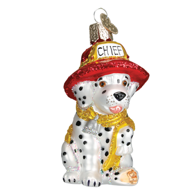 Dalmatian Puppy Fire Chief Glass Ornament