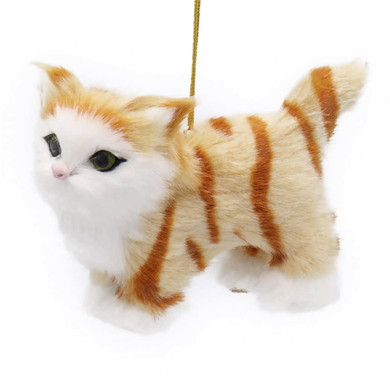 Plush Fuzzy Standing Orange Tabby Cat Ornament