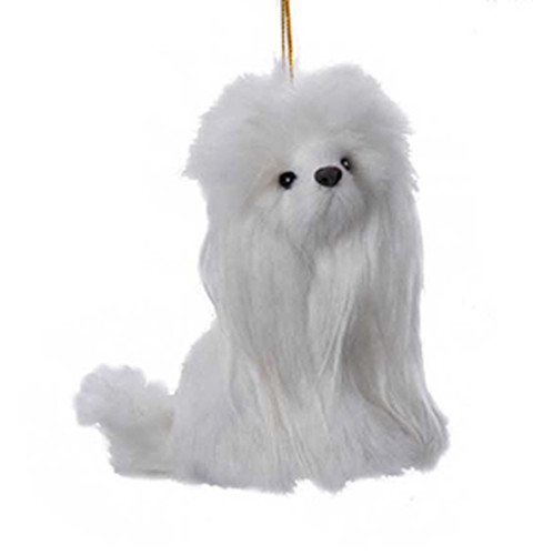 Plush White Poodle Ornament