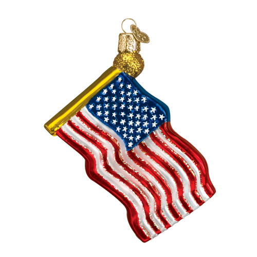 United States Flag Glass Ornament
