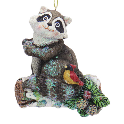 Glittered Woodland Wildlife Animal Raccoon Ornament