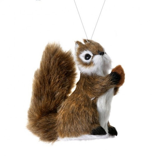 Sitting Up Furry Brown Woodland Squirrel Ornament Bendable Tail