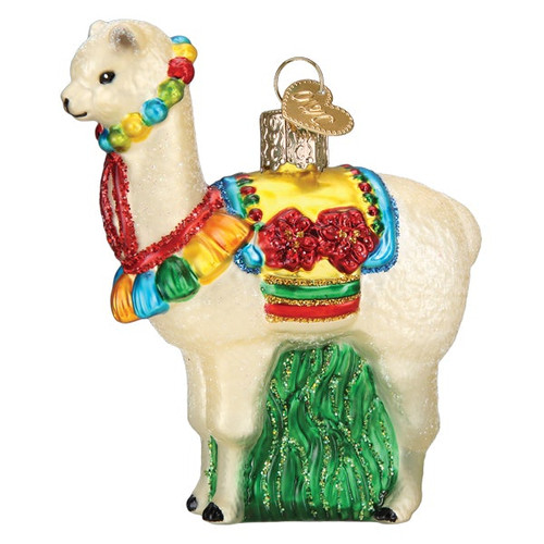 Festive Alpaca Glass Ornament