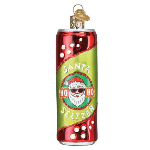 Santa Seltzer Glass Ornament