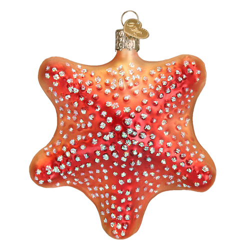 Starfish Glass Ornament Red Front