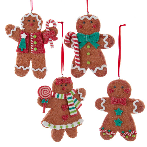 Set of 4 Smiling Boy or Girl Gingerbread Cookie Ornament