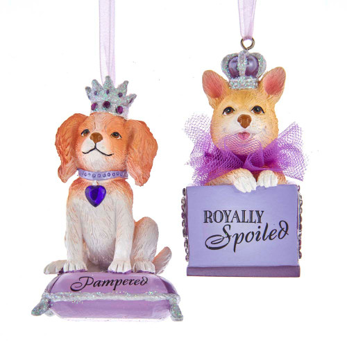 Set of 2 Royally Spoiled Dog Ornaments