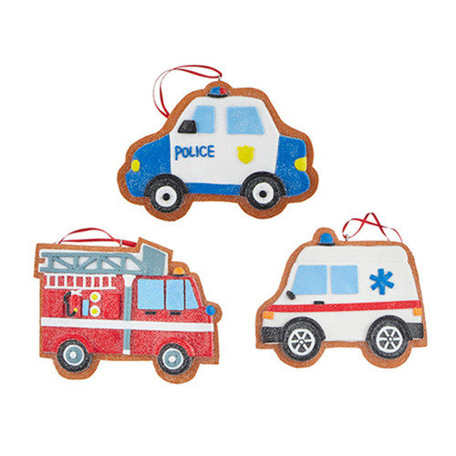 Set of 3 Emergency Vehicle Cookie Ornaments