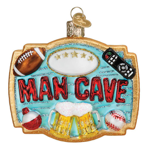 Man Cave Glass Ornament