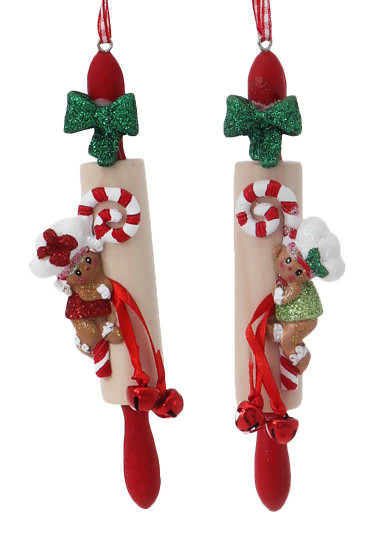 3D Gingerbread Cookie Baker on Rolling Pin Ornament
