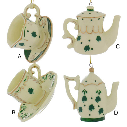 Irish Teacup, Teapot Ornaments