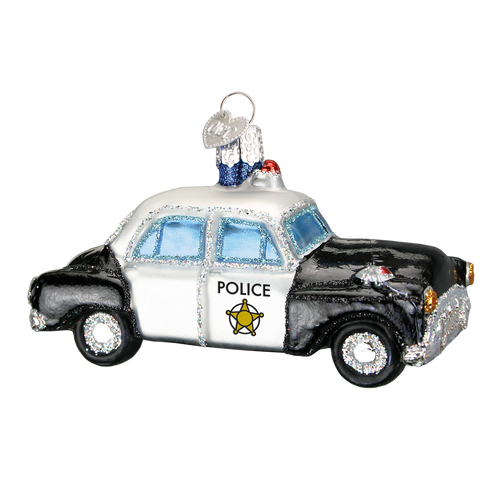 Police Car Glass Ornament