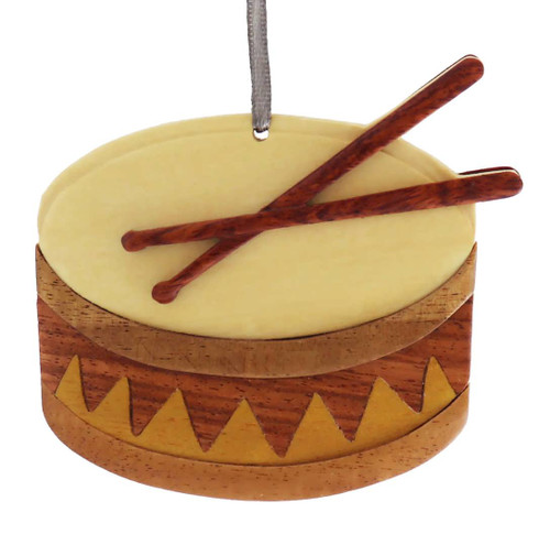 Drum Intarsia Wood Ornament