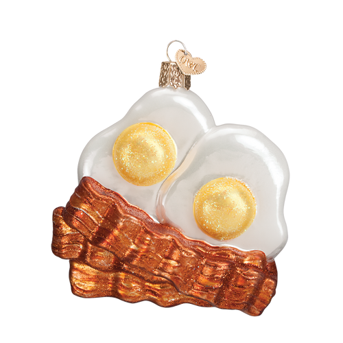 Bacon And Eggs Glass Ornament Front White