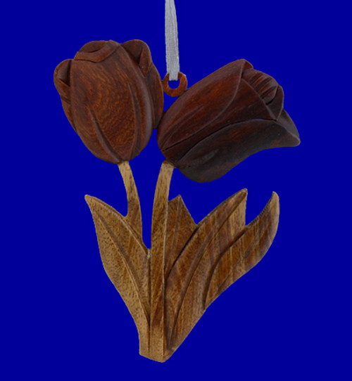 Tulip Intarsia Wood Ornament