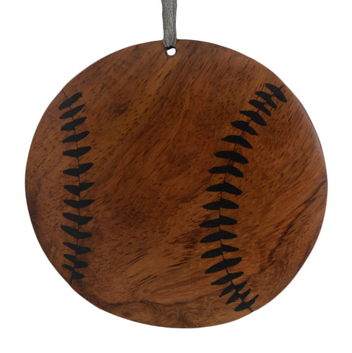 Baseball Intarsia Wood Ornament