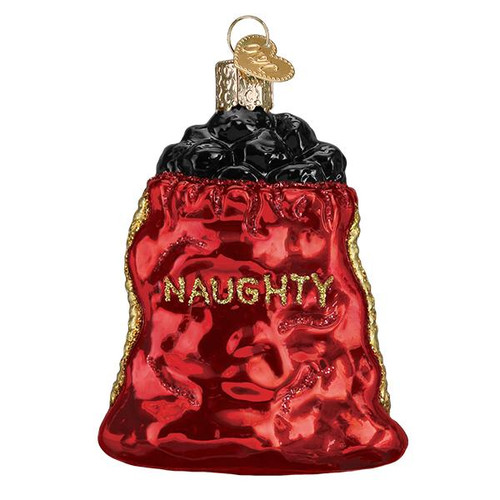 Naughty Bag Of Coal Glass Ornament