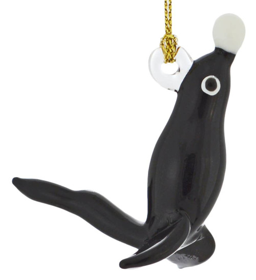 Small Sea Lion Mouth-blown Egyptian Glass Ornament