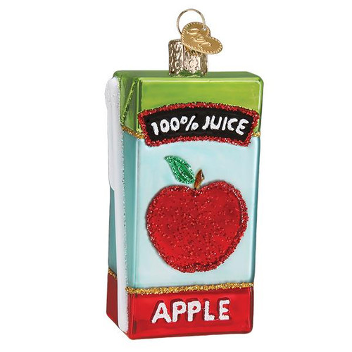 Apple Fruit Juice Box Glass Ornament