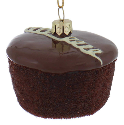 Chocolate Cupcake Glass Ornament